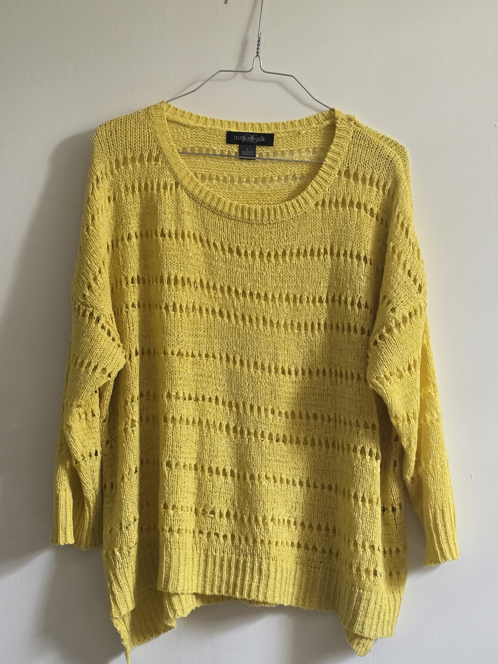 August Silk Yellow Open-Knit Lightweight Sweater